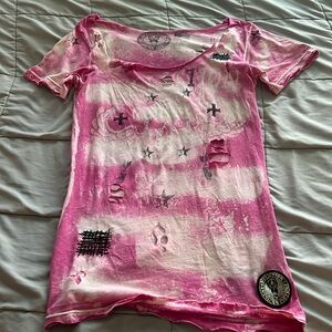 Pink distressed Affliction shirt